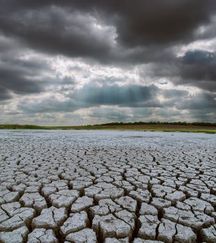 drought land under dramatic sky