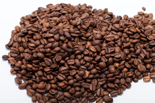 coffee beans close up isolated on white
