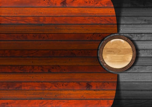 Wood grunge background brown and gray with wooden plate
