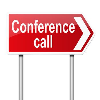 Illustration depicting a sign with a conference call concept.
