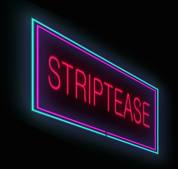 Illustration depicting an illuminated neon striptease sign.