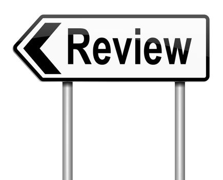 Illustration depicting a sign with a review concept.
