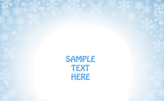 Blue and white snowy winter holiday template