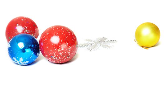Close-up photo of Christmas toys on a white background