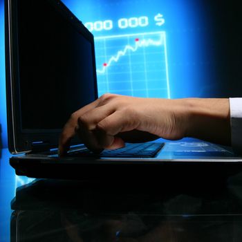 laptop finance work close up