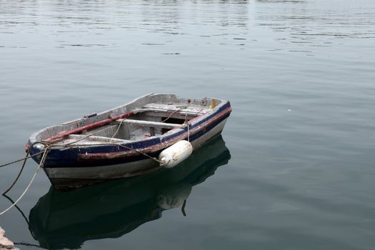 Wooden fishing boat in the port