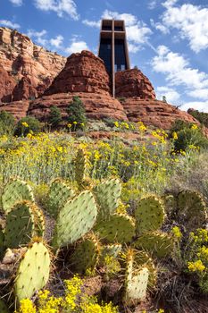 The famous Chapel of the Holy Cross set among red rocks in Sedona