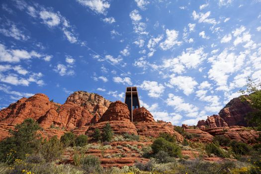 The Chapel of the Holy Cross set among red rocks in Sedona