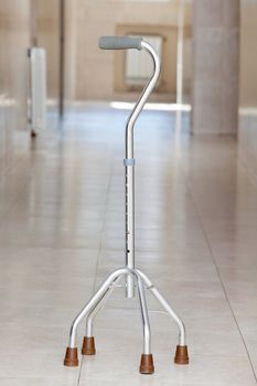 Walking stick in hospital corridor