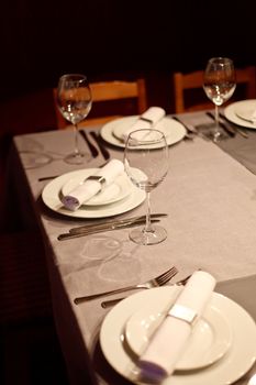 Tables set for meal