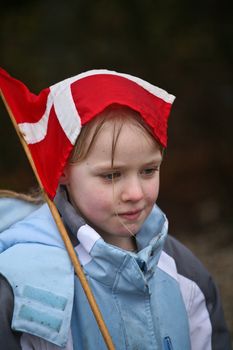 Girl with a danish flag on her birthday