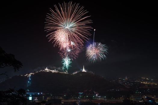 Firework over city