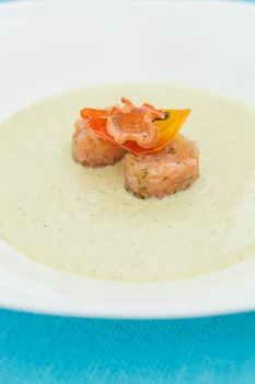 cream soup with salmon