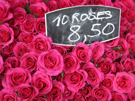 closeup picture of  flowers (roses)  in a shop im paris