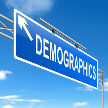 Illustration depicting a sign with a demographics concept.