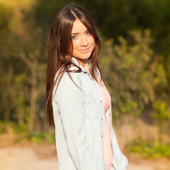 young beautiful young woman portrait on sunny day