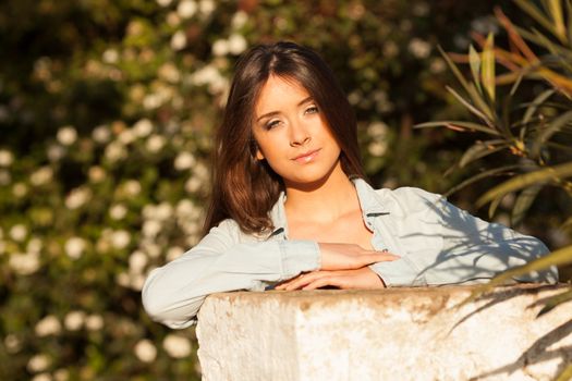 young beautiful young woman portrait on sunny day