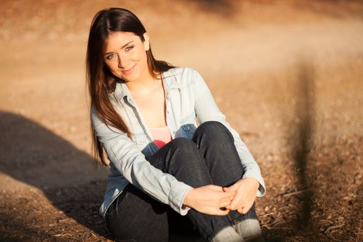 young beautiful young woman portrait on sunny day