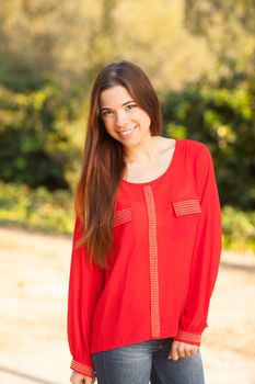 young beautiful young woman portrait on sunny day