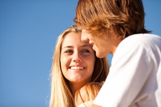 young beautiful couple enjoying a summer day together