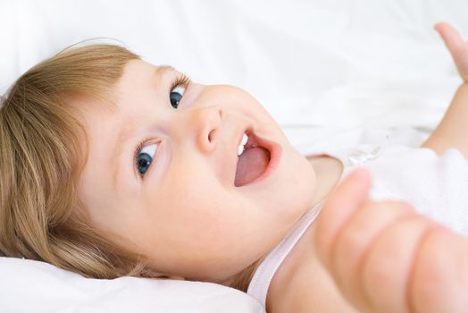 Smiling little girl close-up portrait