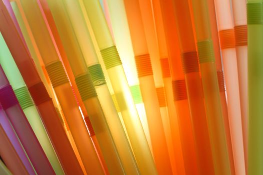 Close up picture of many colorful straws
