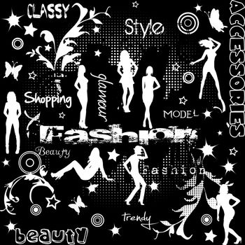 Background with women silhouettes and typography
