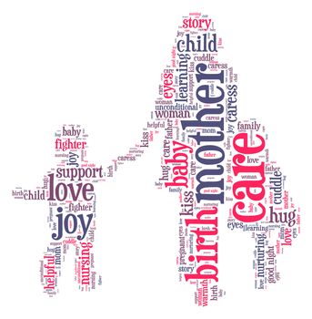 Mother with children word cloud