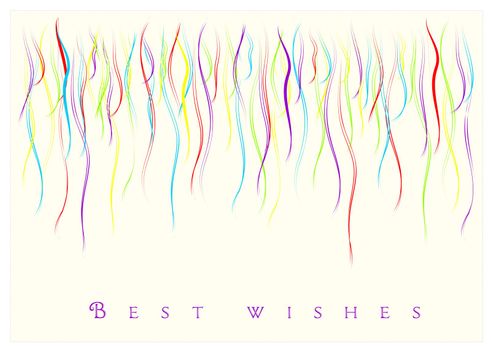 best wishes and congratulations card with colored ribbons