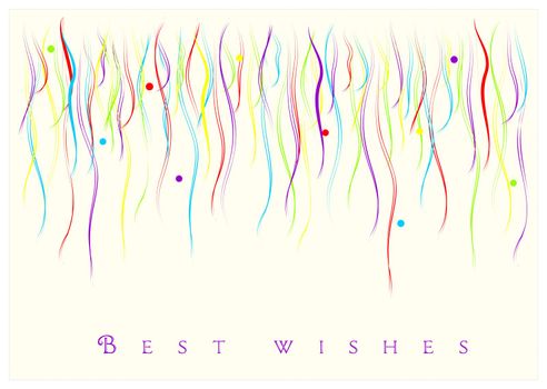 best wishes and congratulations card with colored ribbons