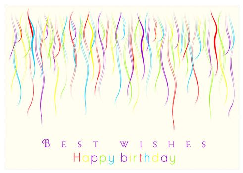 best wishes and congratulations card with colored ribbons