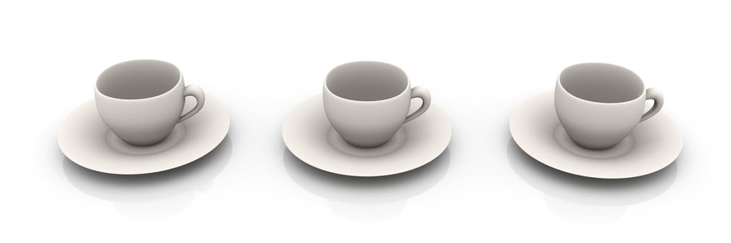 3D rendered Illustration. Coffee or Tea cups.