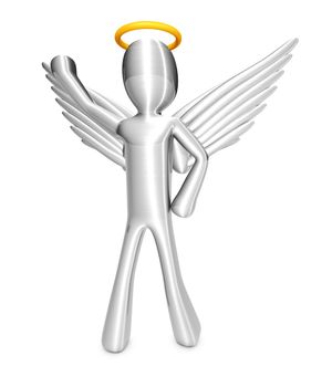 A cartoon angel isolated on white. 3D rendered Illustration.