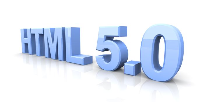 HTML 5.0. 3D rendered Illustration. Isolated on white.