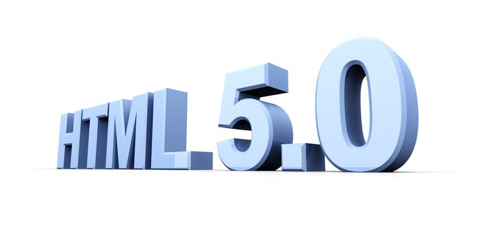 HTML 5.0. 3D rendered Illustration. Isolated on white.