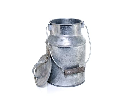 metal can for milk, isolated on white background