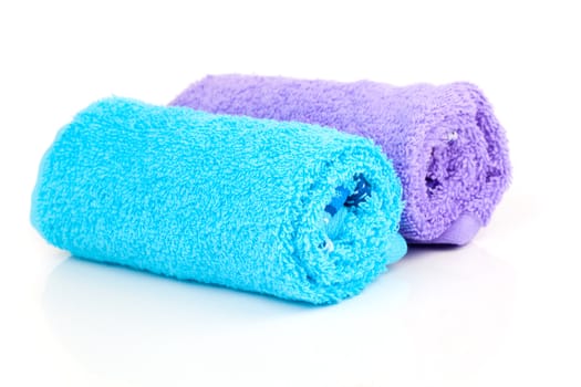 two rolled towel, isolated on white