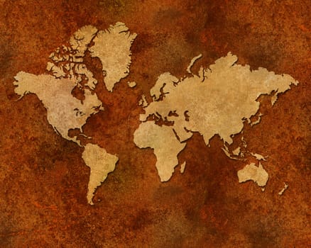 Distressed rusty metallic global map