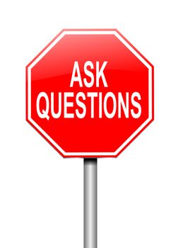 Illustration depicting a sign with an ask questions concept.