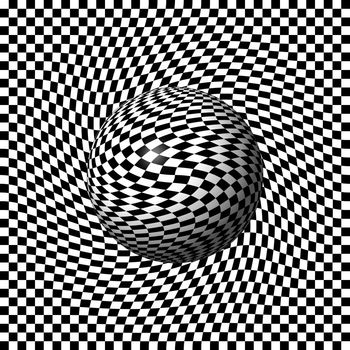 Black and white grid build an abstract globe or sphere.