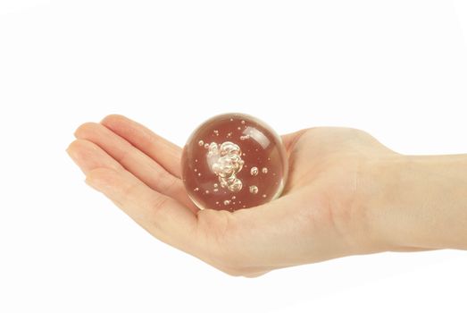 Hand holding a Crystal Ball for background
