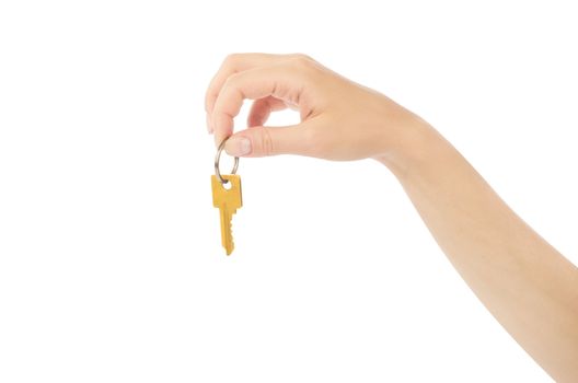 hand holds a gold key
