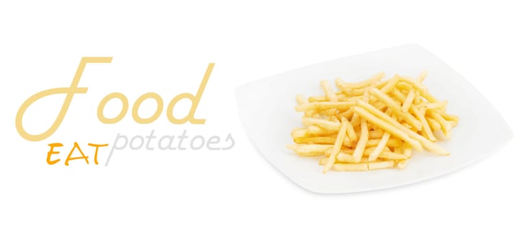 Potatoes fries in the plate isolated on white