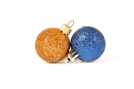 Christmas card. Two spheres on a white background