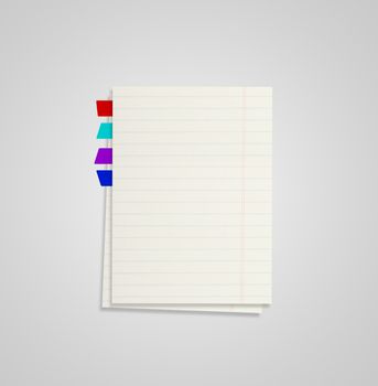 Some sheets from notebook with bookmarks