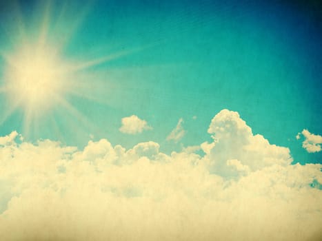 Vintage background in the blue shade with clouds