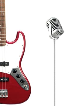 A guitar isolated against a white background