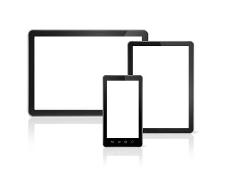 3D mobile phone and digital tablet pc - isolated on white with clipping path