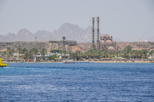 In the old town of Sharm el Sheik, Egypt is ongoing construction of a large mosque. The picture is shot one day In April 2013.