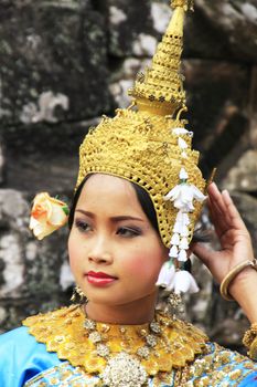 Apsara dancer performing at Bayon temple, Angkor area, Siem Reap, Cambodia